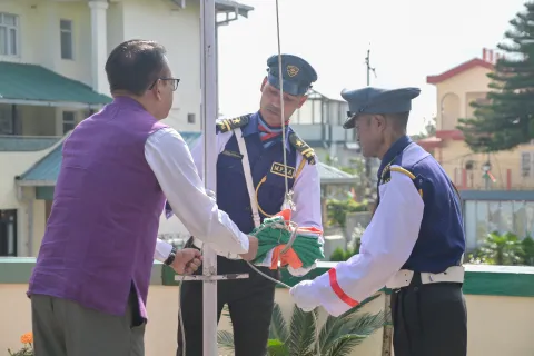 Secretary NEC Angshuman hoisting the Tricolour on 78th Independence Day
