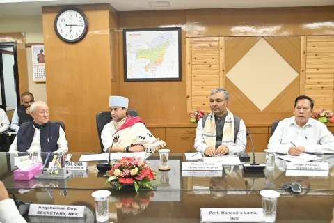 Union Minister, DoNER Sh. Jyotiraditya M. Scindia is addressing senoir NEC Officials
