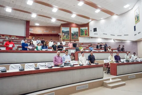 NEC officials during the oath-taking ceremony for the Swachhata Hi Seva Campaign