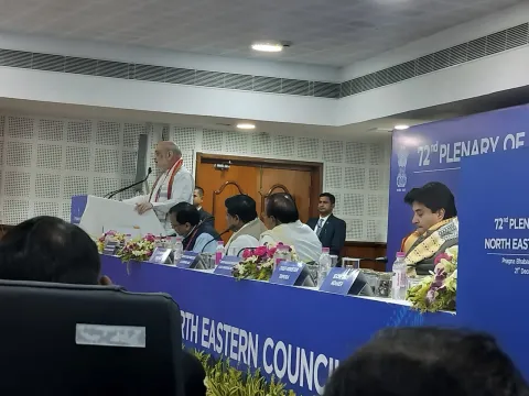 Home Minister and Chairman of NEC, Sh. Amit Shah delivering his speech