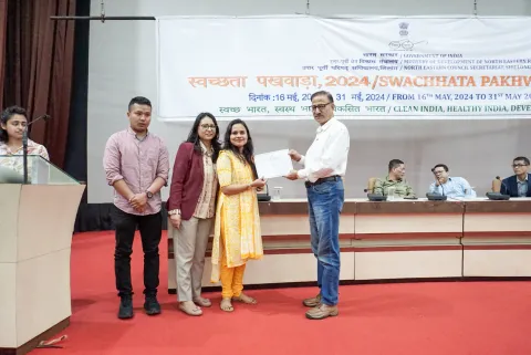 Winners of Cleanliness Drive being awarded by Sh. Ajay Parashar