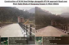 875 मीटर अप्रोच रोड के साथ 50 मीटर स्टील ब्रिज का निर्माण