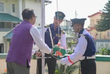 Secretary NEC Angshuman hoisting the Tricolour on 78th Indep