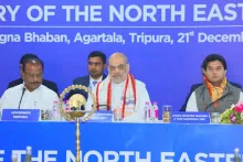 6 Home Minister Sh. Amit Shah at the 72nd NEC Plenary Session held in Agartala, alongside Minister of MDoNER Sh. Jyotiraditya Scindia and Governor of Tripura Shri In (1).jpg