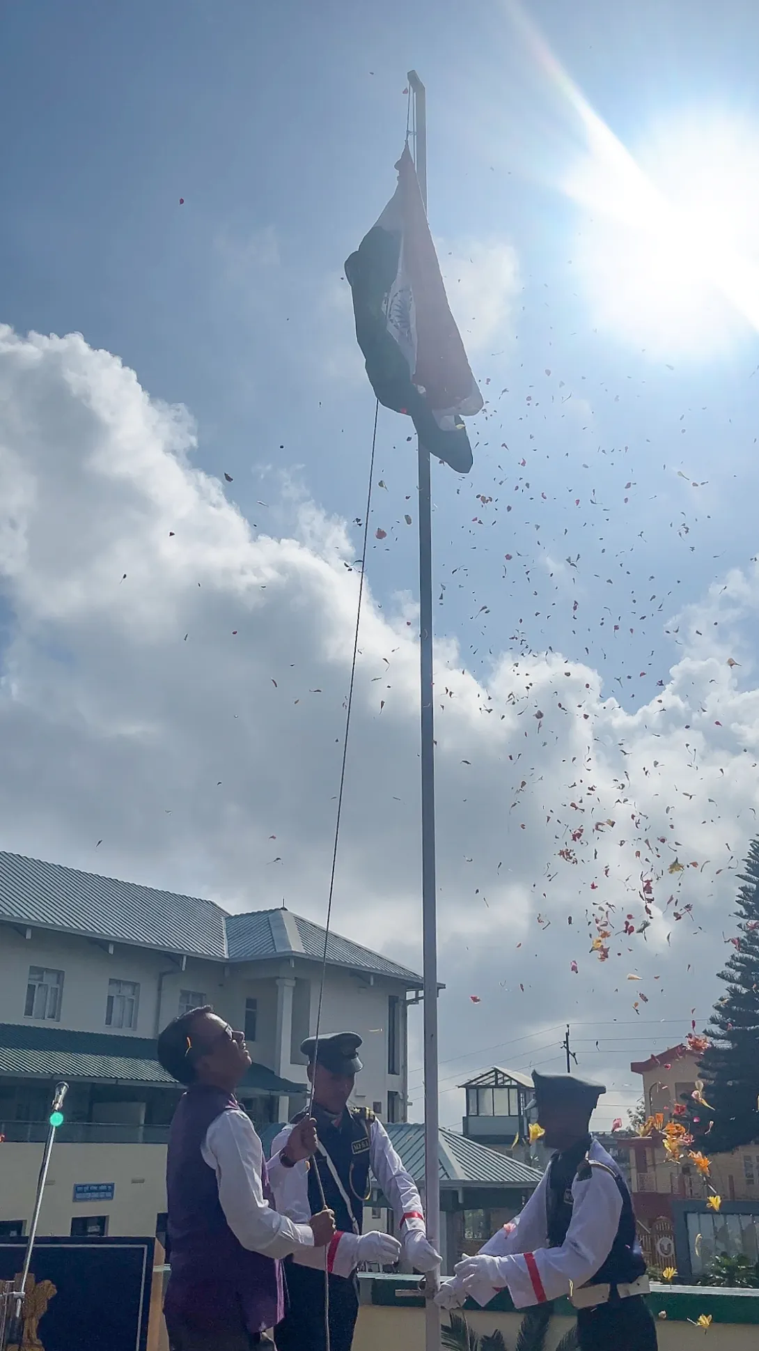 Secretary NEC Angshuman hoisting the Tricolour on 78th Indep